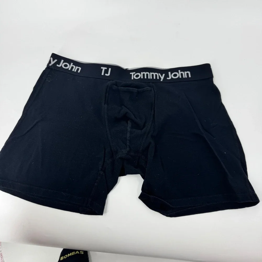Tommy John Cotton Stretch Black Boxer‎ Briefs Mens L G